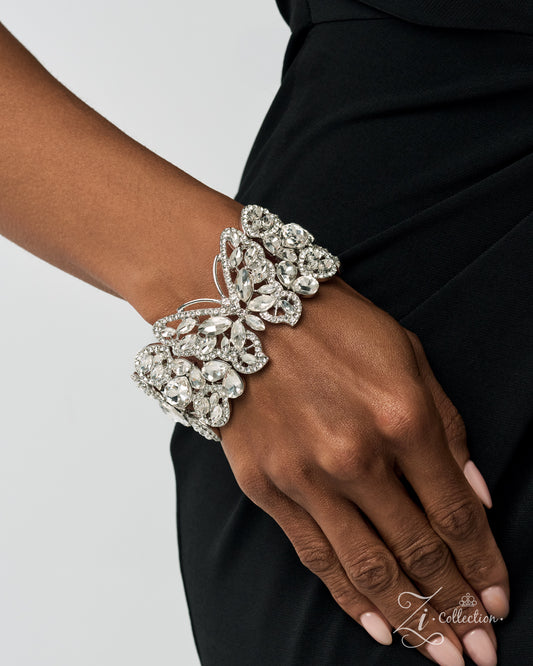 Paparazzi Elaborate Enchantment - White Teardrop Gem Butterfly 2026 Zi Collection Bracelet