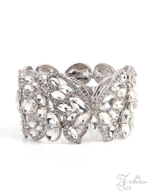 Paparazzi Elaborate Enchantment - White Teardrop Gem Butterfly 2026 Zi Collection Bracelet