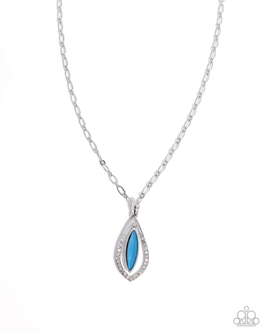 Paparazzi Particular Poise - Blue Gem Silver Pendant Necklace
