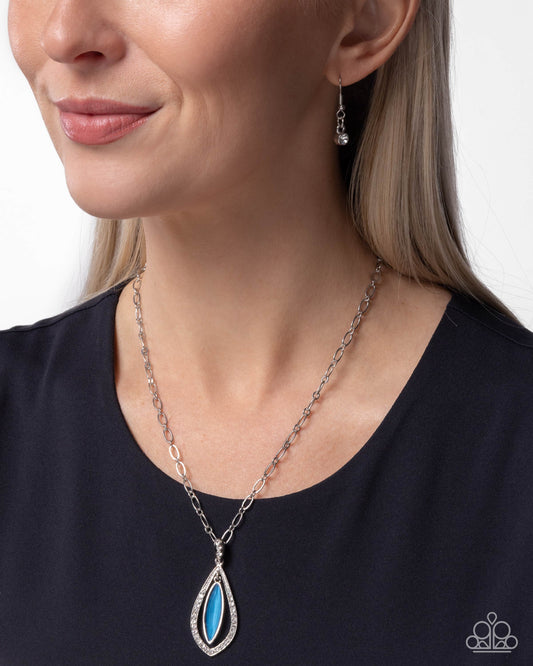 Paparazzi Particular Poise - Blue Gem Silver Pendant Necklace