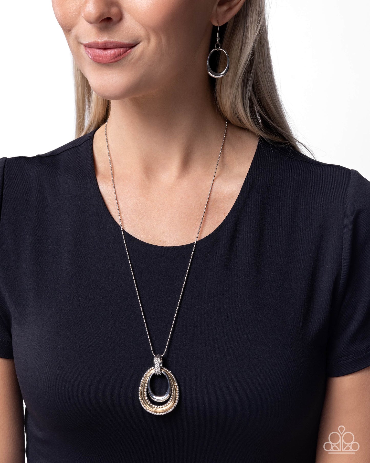 Paparazzi Ring Rarity - Silver, Gold Ring Sleek & Textured Necklace N2531