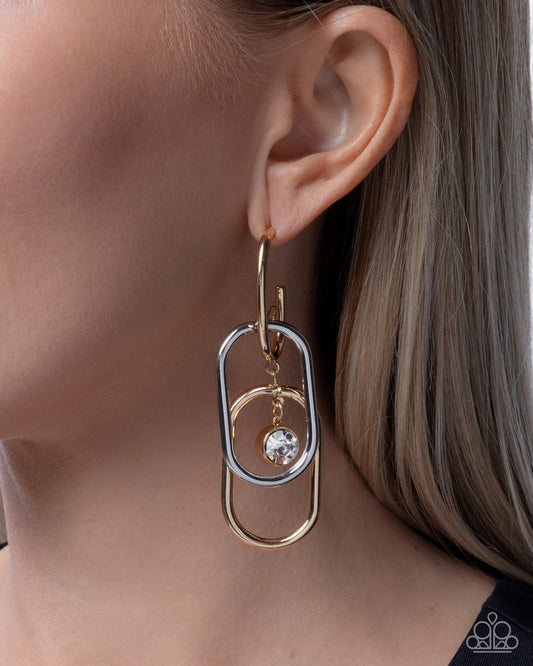 Paparazzi Luminescent Legato - Multi Silver & Gold 1 Inch Linked Hoop