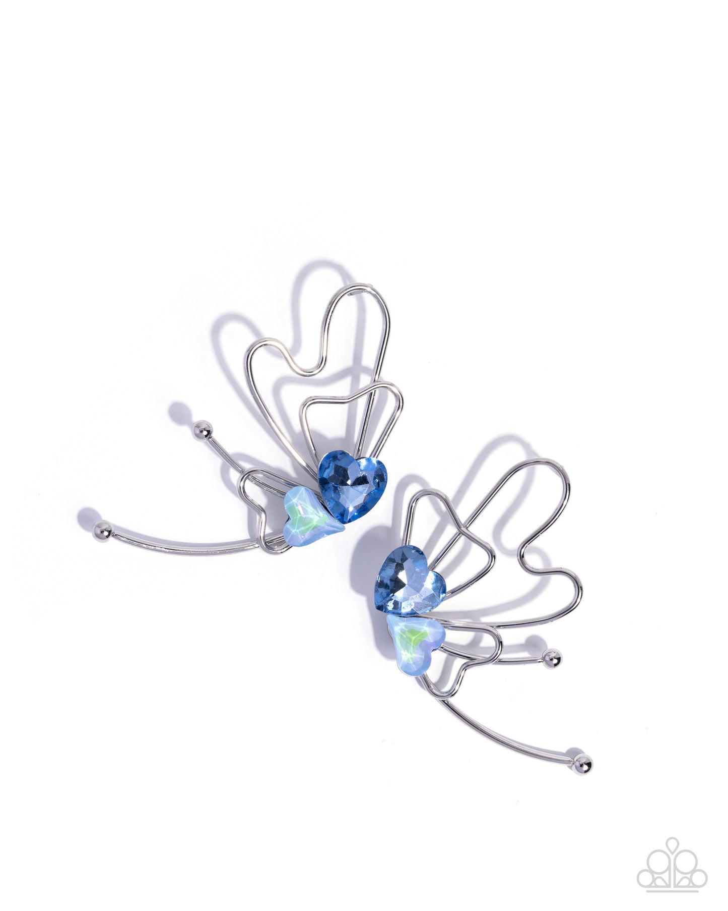 Paparazzi Aerial Artistry - Blue Heart Gem Silver Butterfly Earring