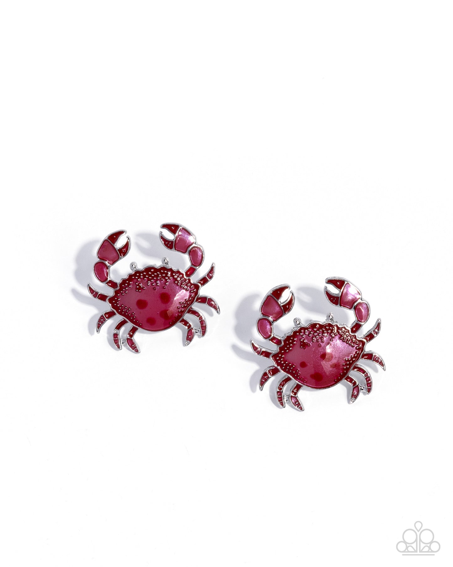Paparazzi Crab Chic - Red Painted Silver Crab Beach Style Post Earring