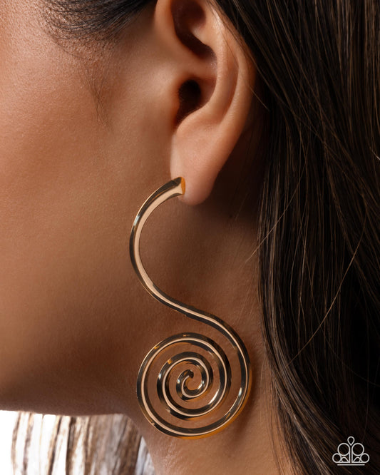 Paparazzi Spiral Showcase - Gold Spiral Earring