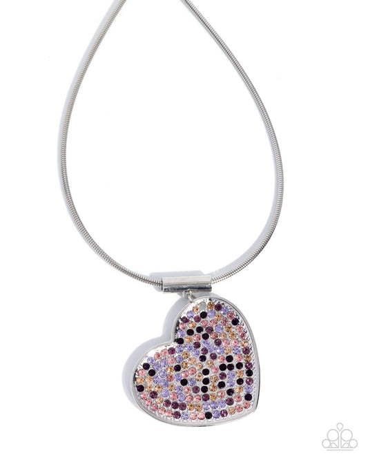 Paparazzi Radiant Restraint - Purple, Amethyst, Fuchsia Rhinestone Heart Necklace