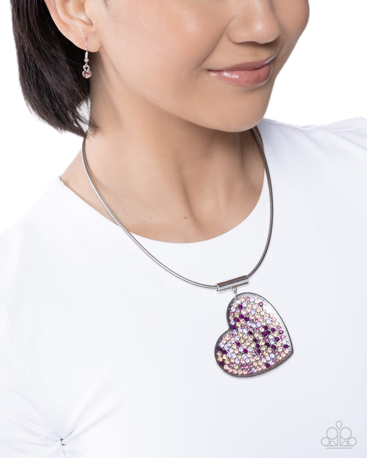 Paparazzi Radiant Restraint - Purple, Amethyst, Fuchsia Rhinestone Heart Necklace