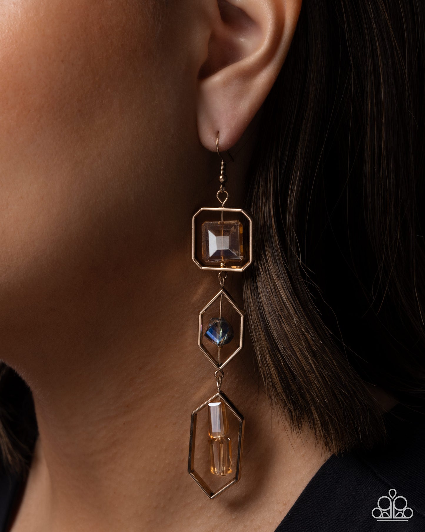 Paparazzi Effortless Evolution - Multicolore4d Gem Gold Earring