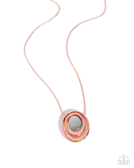 Paparazzi Concentric Candidate - Copper - Shiny Copper Rings & Silver Center Necklace