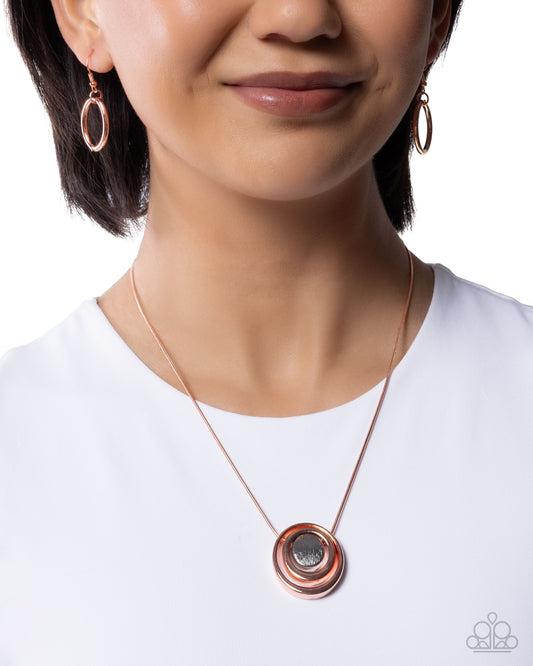 Paparazzi Concentric Candidate - Copper - Shiny Copper Rings & Silver Center Necklace