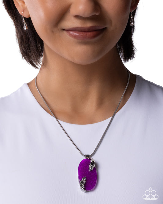 Paparazzi Rustic Roulette - Purple Amethyst Stone Silver Leaves Necklace