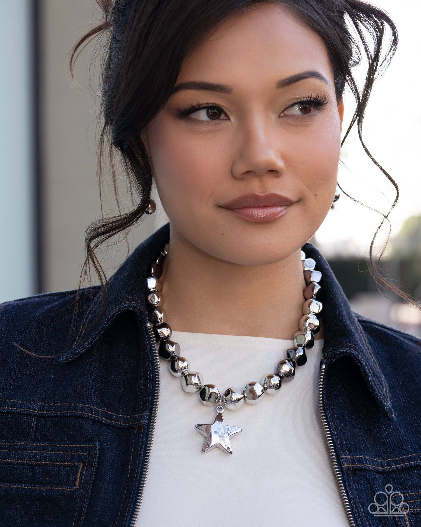 Paparazzi Loveable Legacy - Silver & Gunmetal Bead Star Necklace
