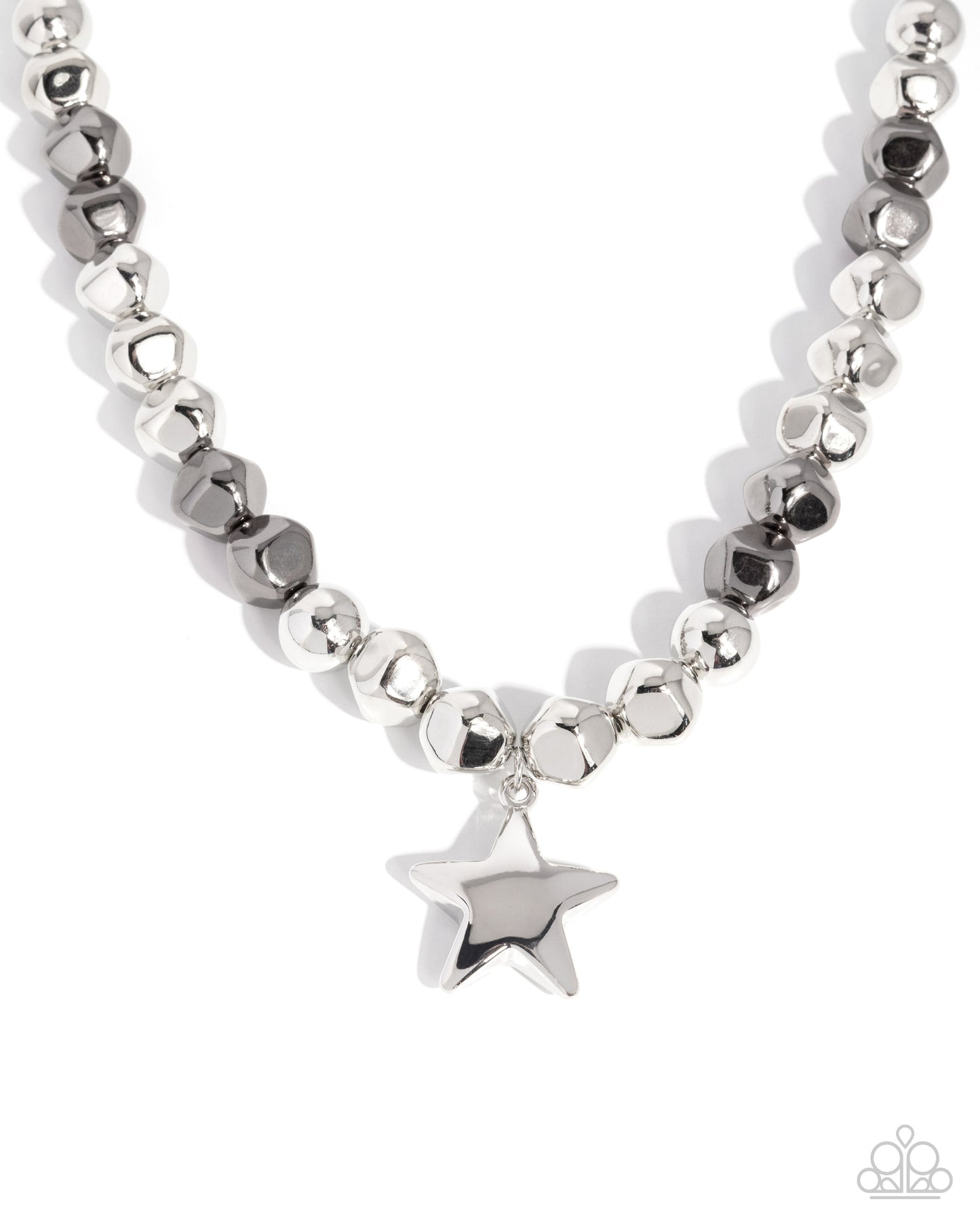 Paparazzi Loveable Legacy - Silver & Gunmetal Bead Star Necklace