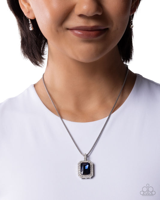 Paparazzi Exaggerated Emerald - Blue Montana Emerald Gem Silver Necklace