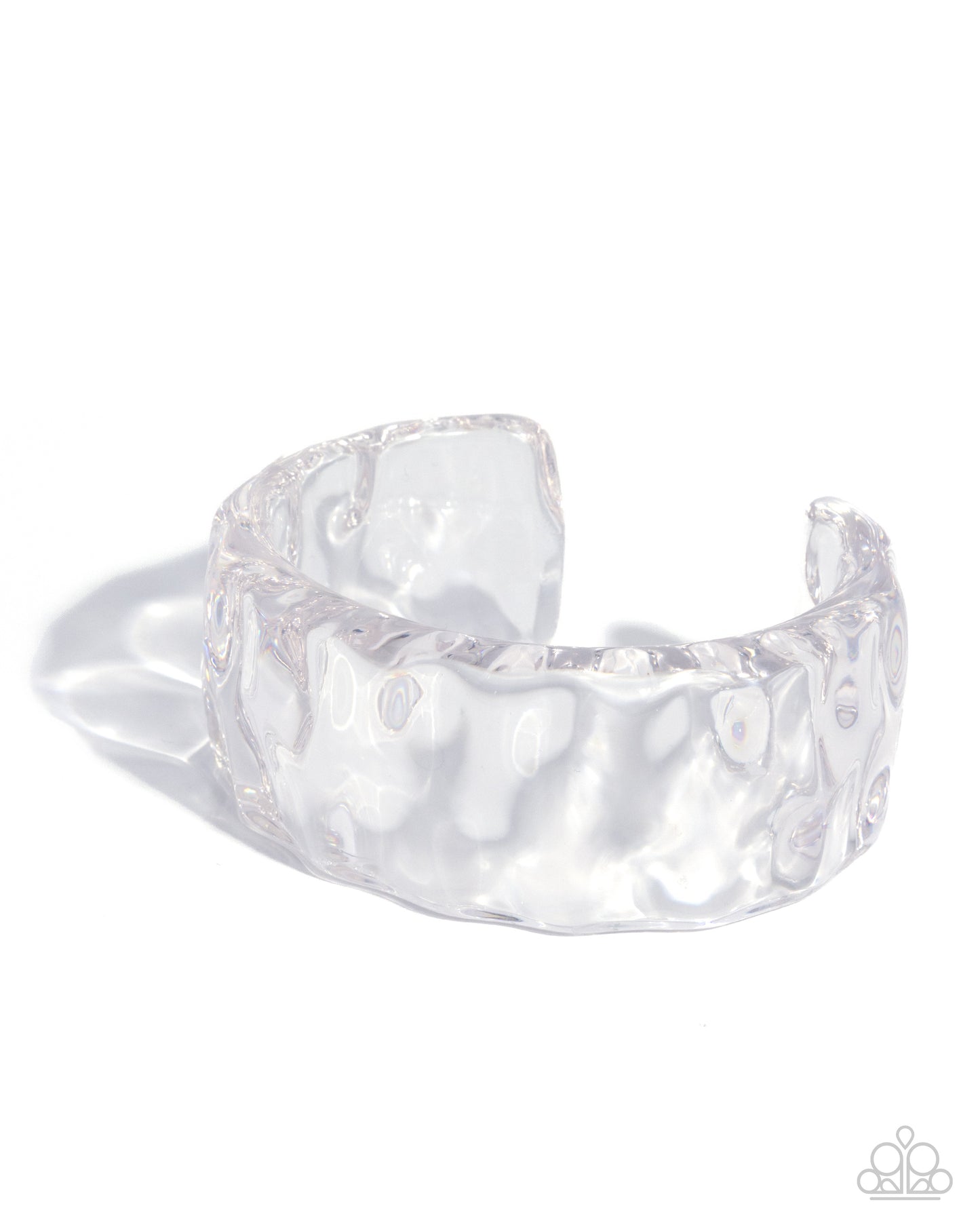 Paparazzi Adorable Andante - White Hammered Motif Acrylic Cuff Bracelet