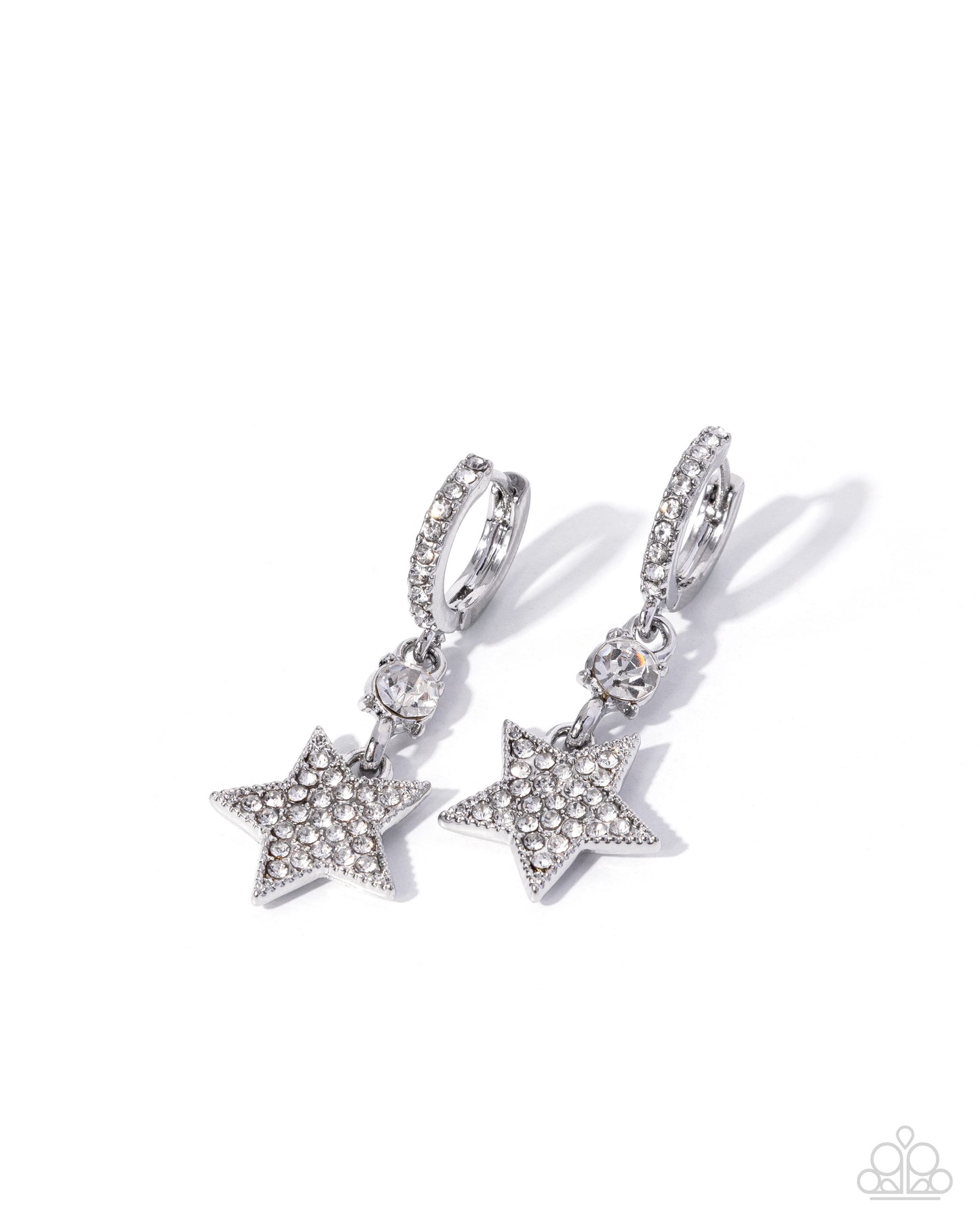 Paparazzi Counting Constellations - White Rhinestone Star 1/2 Hoop Earring E3399