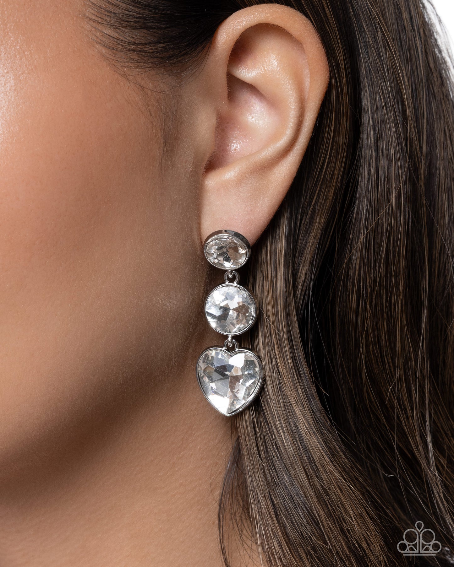 Paparazzi Pretty Poised - White Heart Gem Post Earring E3366