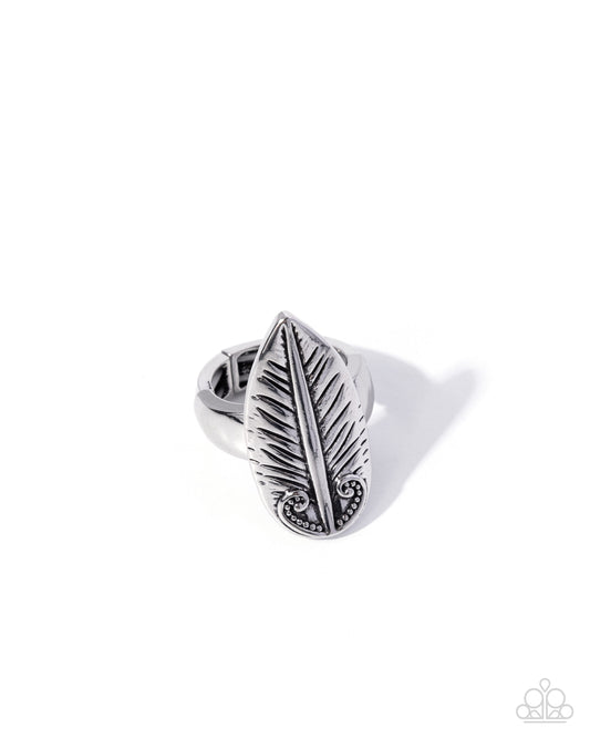Paparazzi Feather Freestyle - Silver Filigree Feather Ring R1356