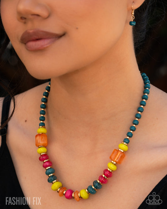 Paparazzi Established Elegance - Multicolored Bead Gold Disc Necklace July 2026 Glimpses Of Malibu Fashion Fix