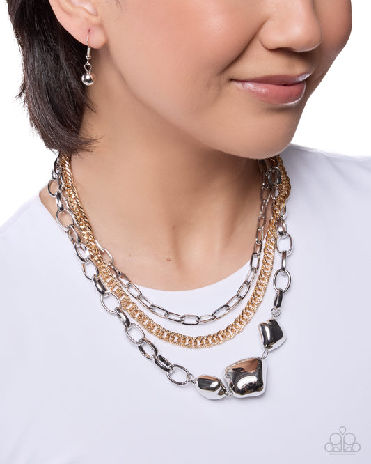 Paparazzi Mega Musings - Silver & Gold Layered Chain Necklace