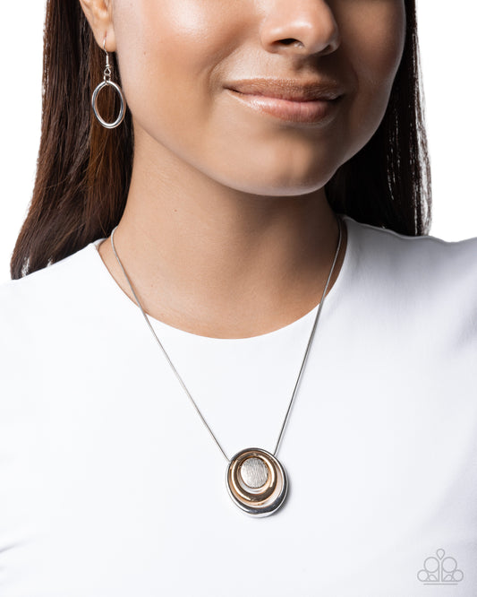 Paparazzi Concentric Candidate - Silver & Gold Ring Multi Metal Necklace N2228
