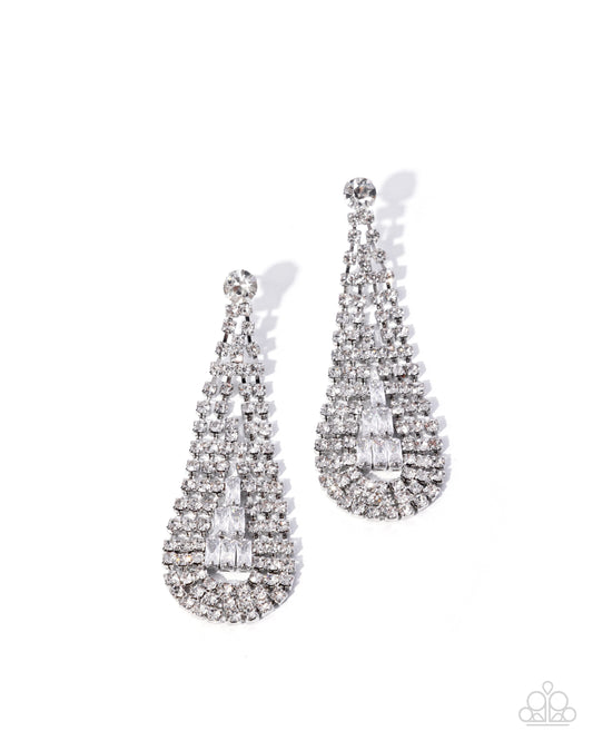 Paparazzi Sassy Sashay - White Rhinestone & Gem Teardrop Post Earring