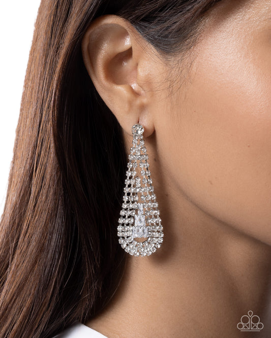 Paparazzi Sassy Sashay - White Rhinestone & Gem Teardrop Post Earring