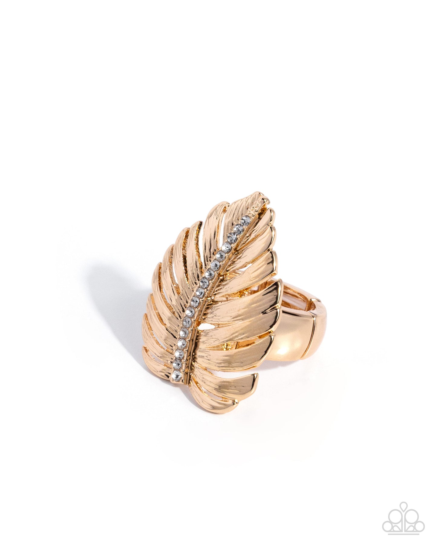 Paparazzi Lavish Leaf - Gold Palm Leaf & White Rhinestone Ring