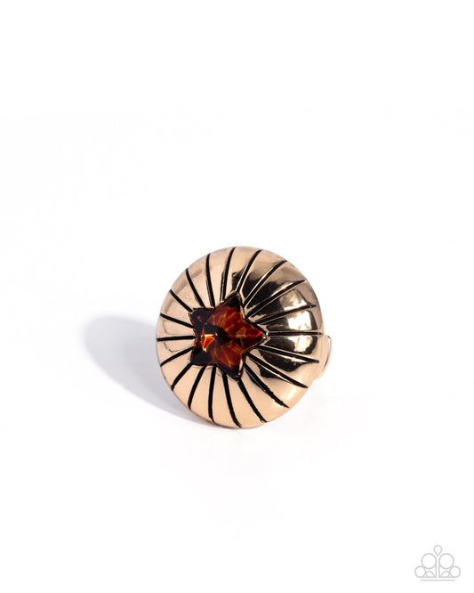 Paparazzi Sociable Star - Brown Topaz Star Gem Gold Ring