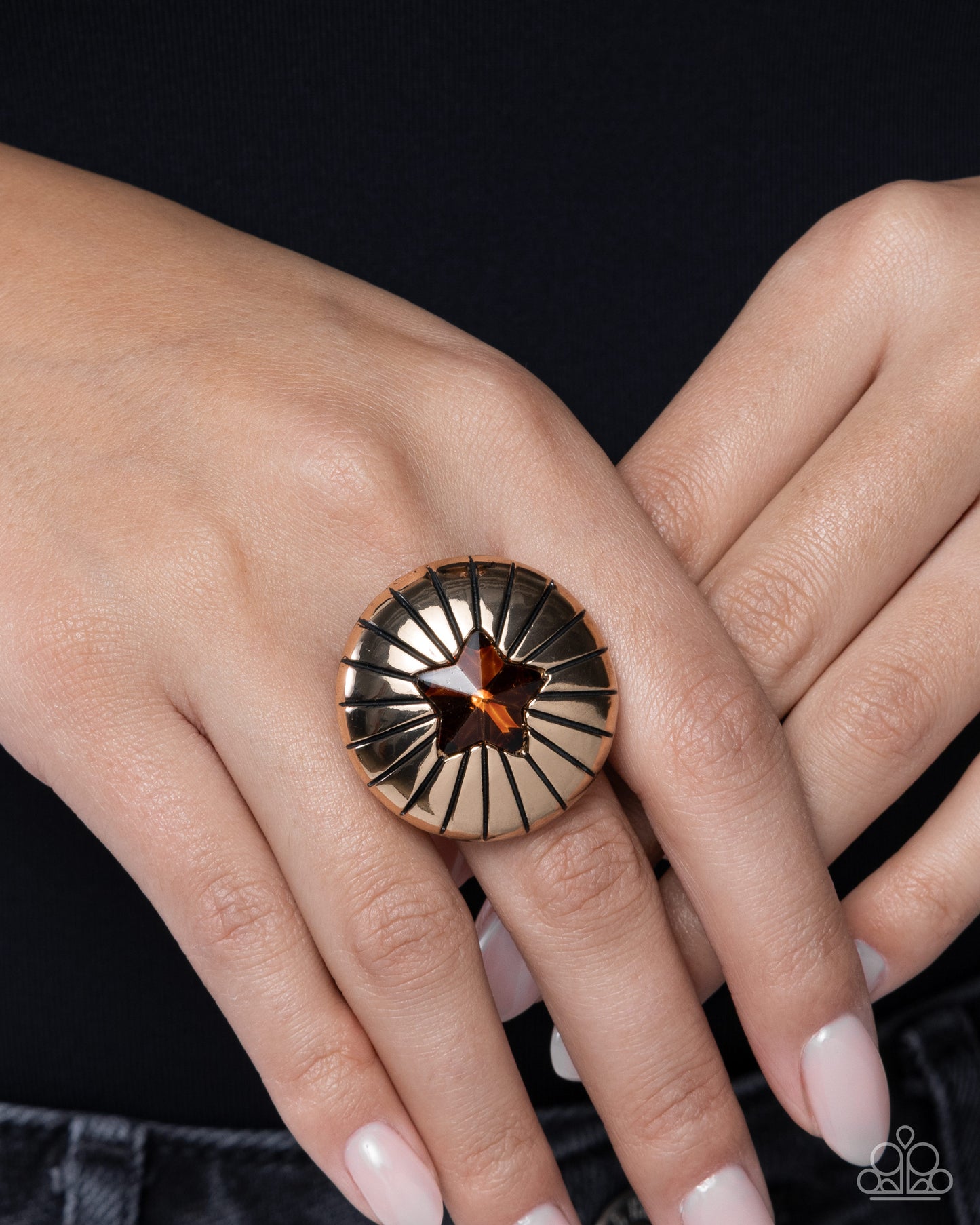 Paparazzi Sociable Star - Brown Topaz Star Gem Gold Ring