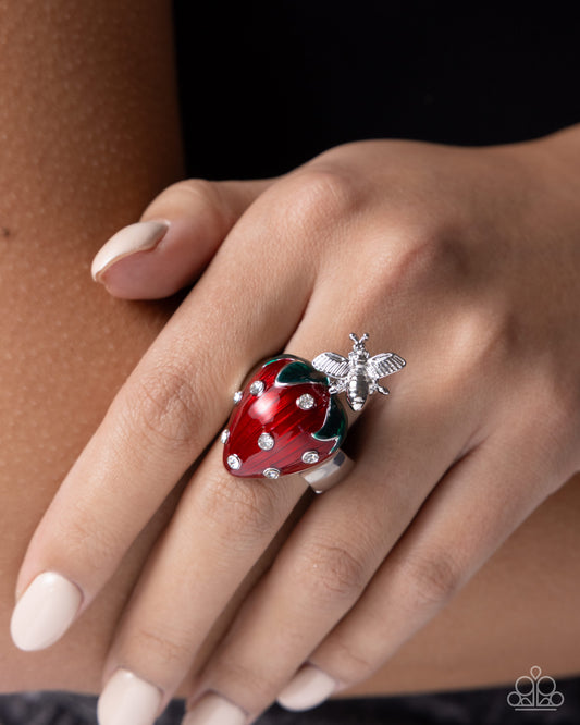 Paparazzi Springtime Show - Red Strawberry Ring
