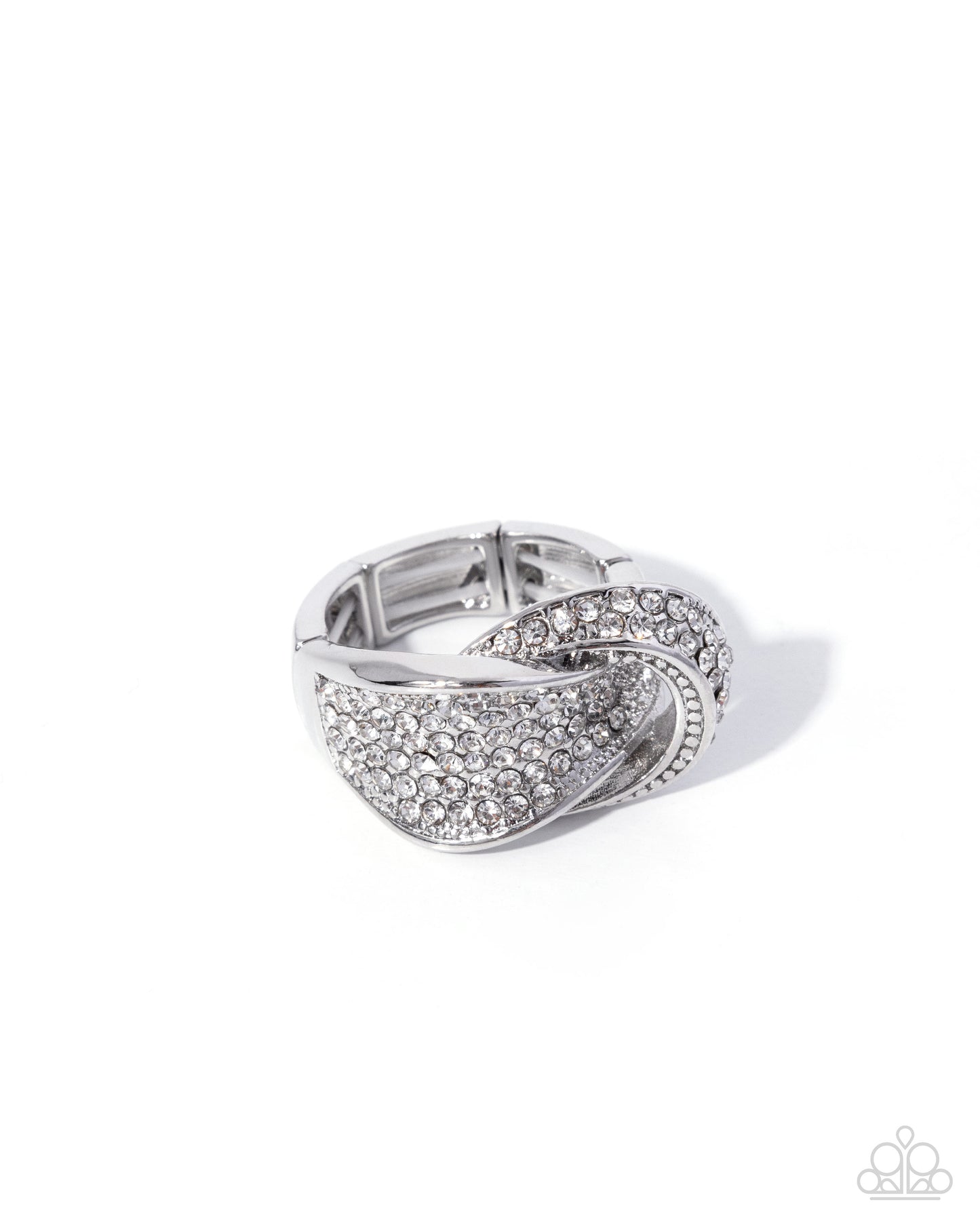 Paparazzi Smooth Seeker - White Rhinestone Buckle Style Ring