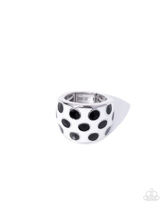 Paparazzi Spotted Secret - White & Black Spotted Silver Ring
