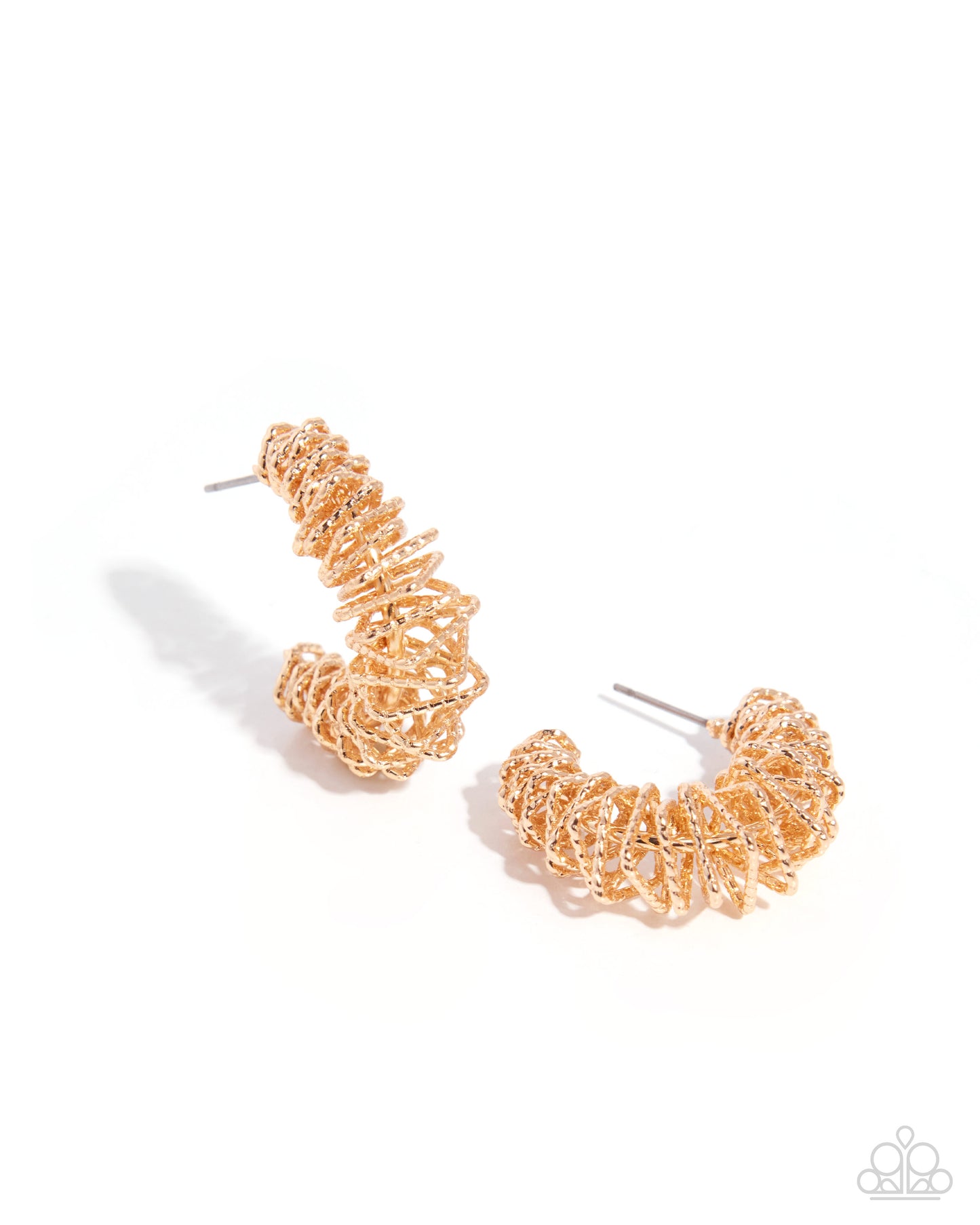 Paparazzi Waltzing Wreath - Gold Glistening Rings Along 1 Inch Hoop Earring