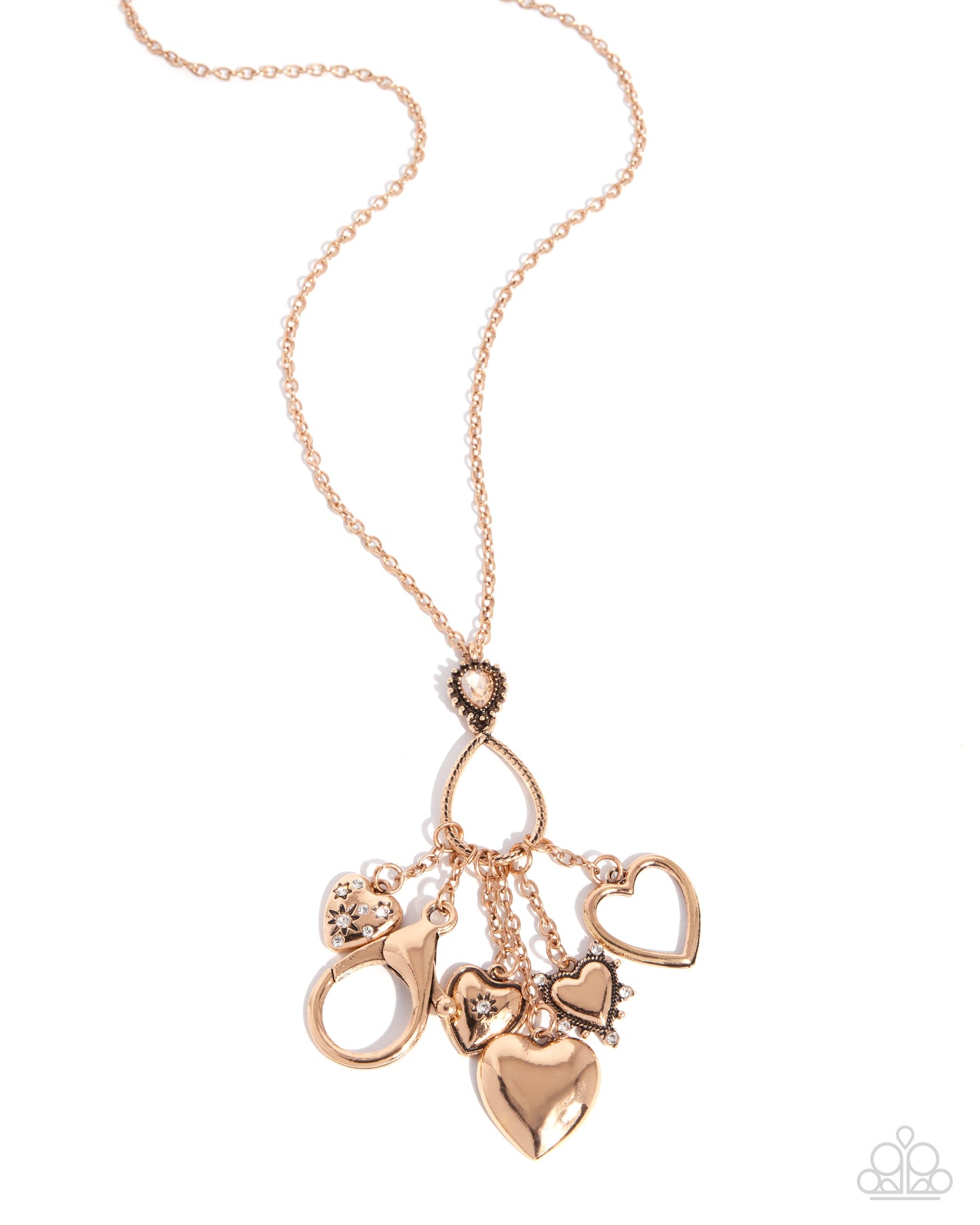 Paparazzi Careful Chemistry - Gold Heart Charm Lanyard Necklace