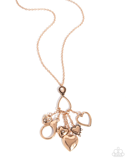 Paparazzi Careful Chemistry - Gold Heart Charm Lanyard Necklace