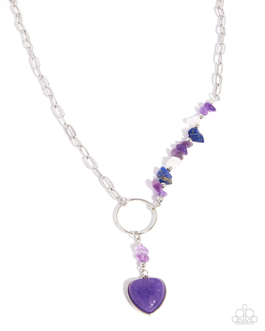 Paparazzi Swooning Sashay - Purple Heart, Lapis, Amethyst & White Stone Silver Paperclip Chain Necklace
