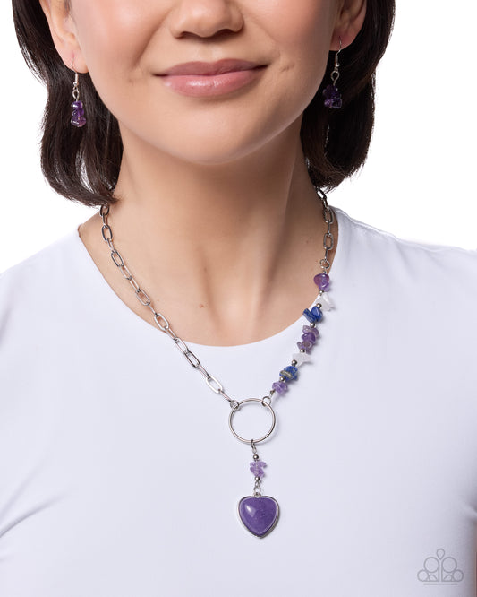 Paparazzi Swooning Sashay - Purple Heart, Lapis, Amethyst & White Stone Silver Paperclip Chain Necklace