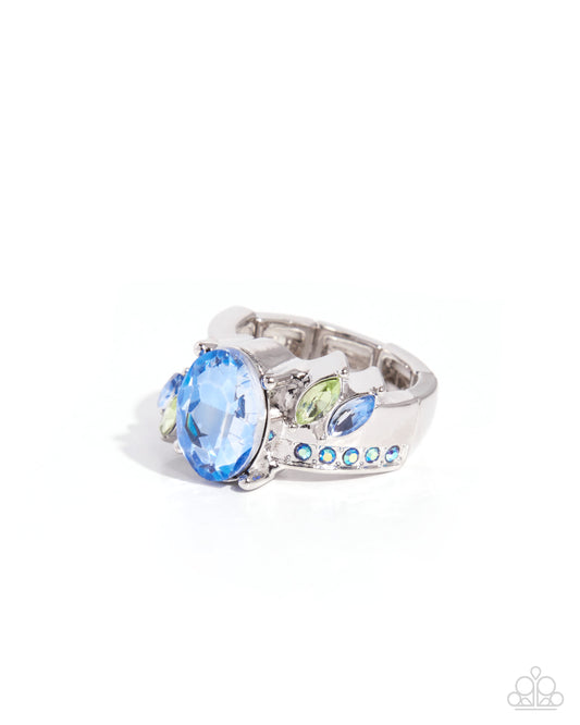 Paparazzi Twinkly Together - Blue Gem & Light Sapphire Iridescent Rhinestone Ring