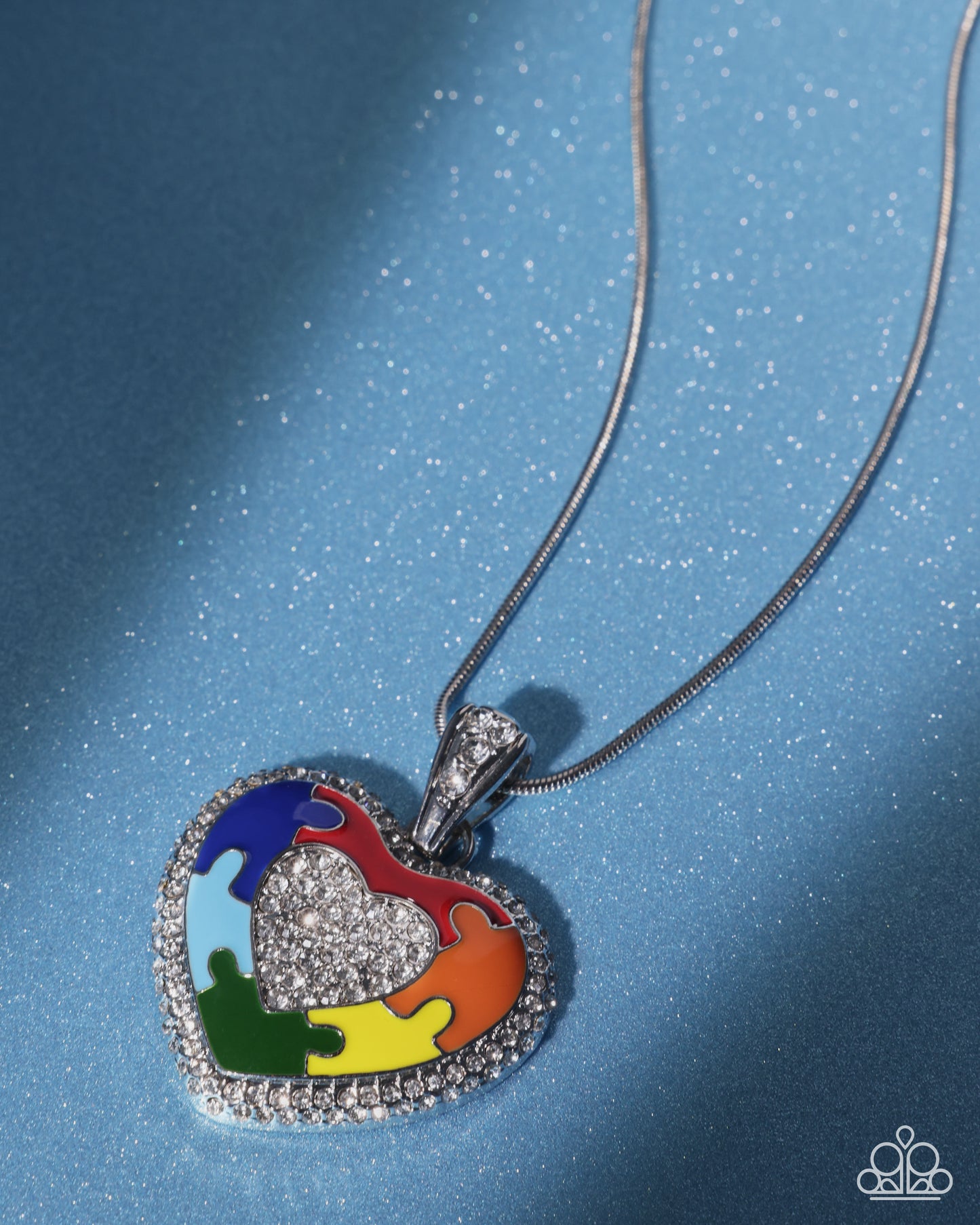 Paparazzi Puzzling Parallel - Multicolored Heart Pendant Necklace Life Of The Party Empire Diamond Design