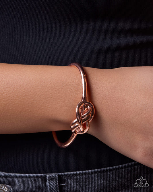 Paparazzi Last KNOT Least - Copper - Shiny Copper Knot Cuff Bracelet B2759