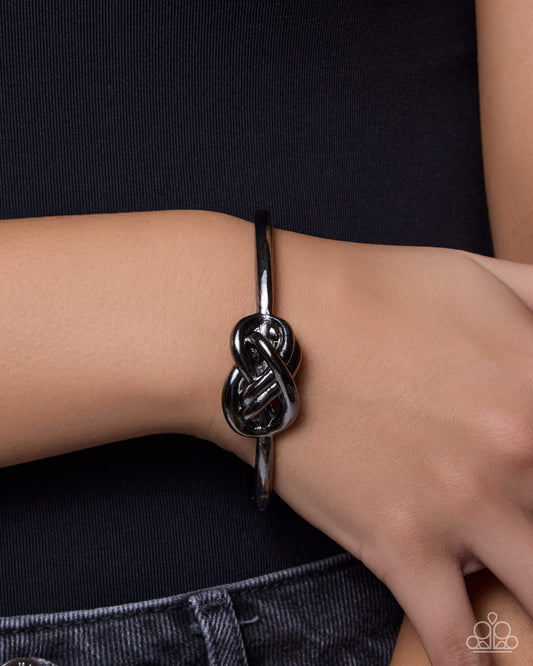 Paparazzi Last KNOT Least - Black Gunmetal Knotted Cuff Bracelet