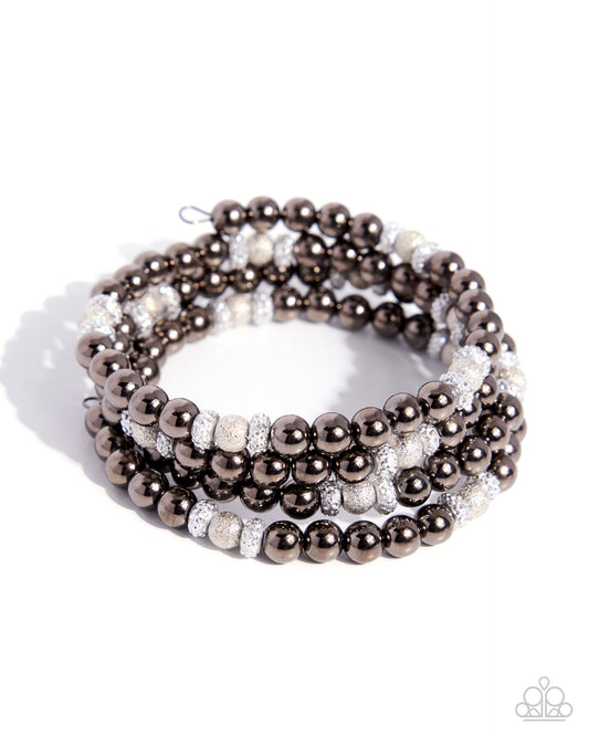 Paparazzi Polished Party - Black Gunmetal, Silver Coil Wrap Bracelet