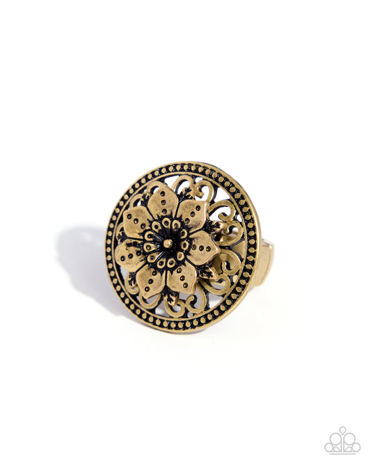 Paparazzi Blooming Blessing - Brass 3D Flower Ring