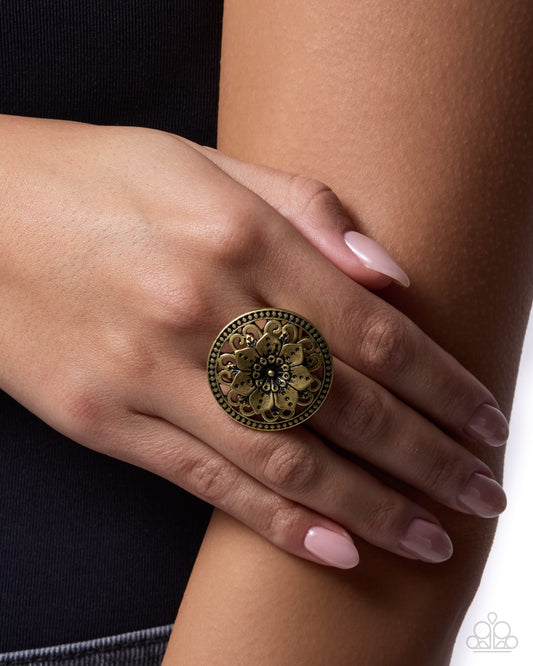 Paparazzi Blooming Blessing - Brass 3D Flower Ring