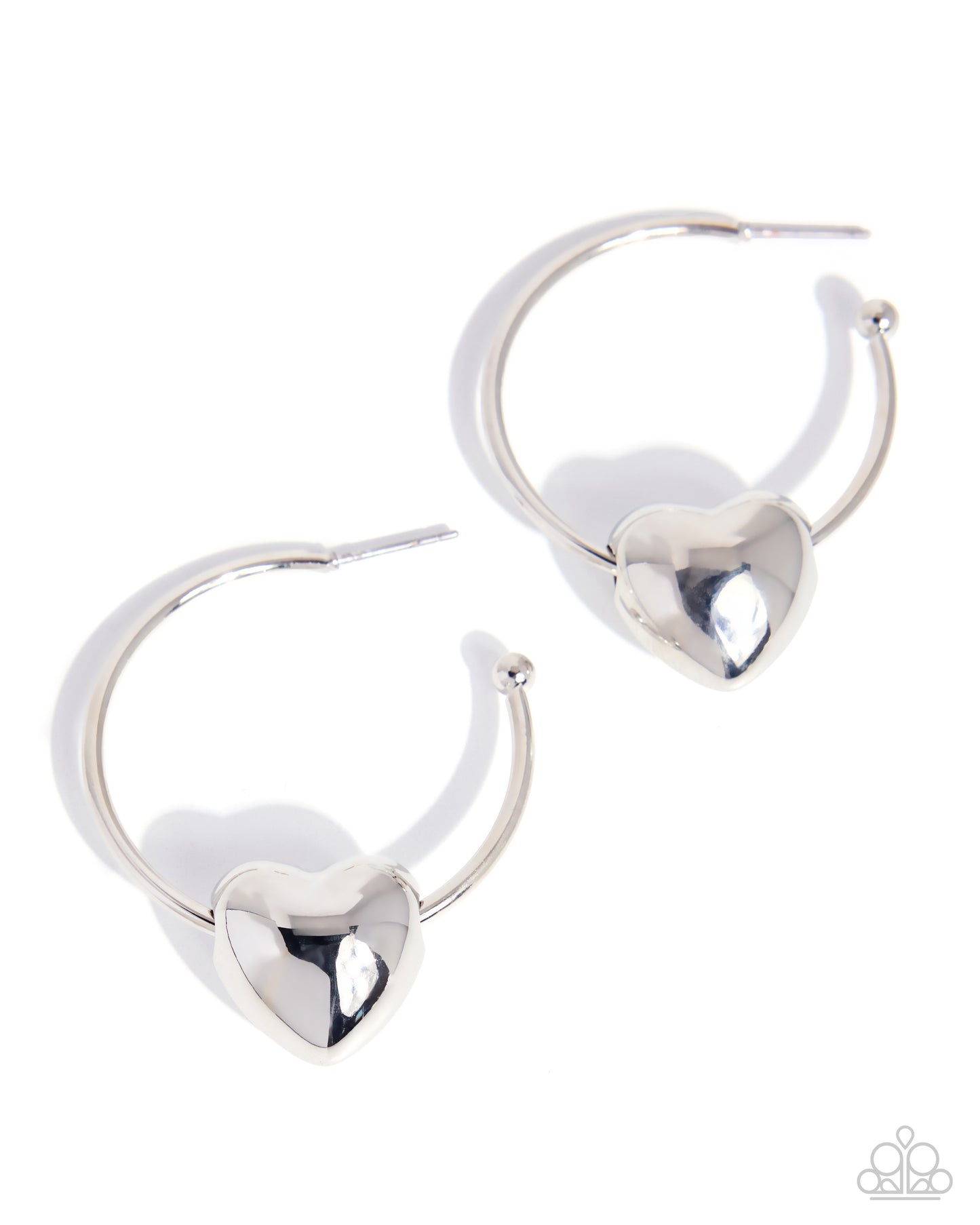 Paparazzi Fond Feature - Silver Heart 1 1/2 Inch Hoop Earring