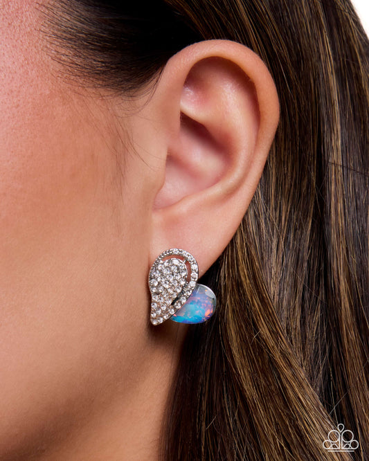 Paparazzi Courting Cadenza - Silver & UV Heart Gem Post Earring E3124