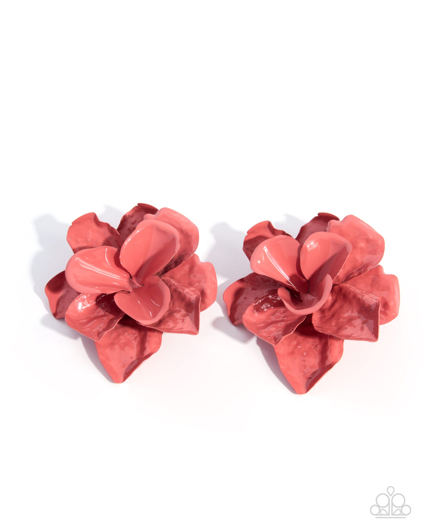 Paparazzi Petaled Pitch - Pink Hammered Tea Rose Floral Post Earring