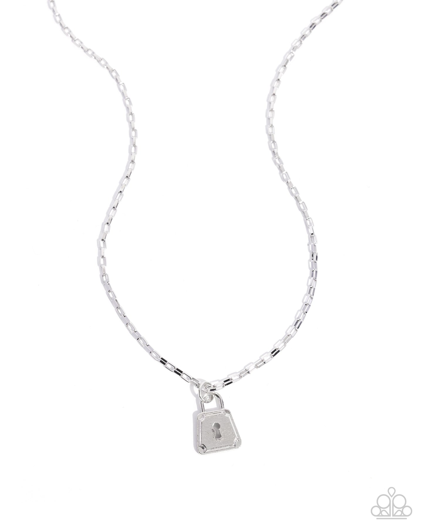 Paparazzi Lock Onto - Silver Box Chain Padlock Pendant Necklace N4011