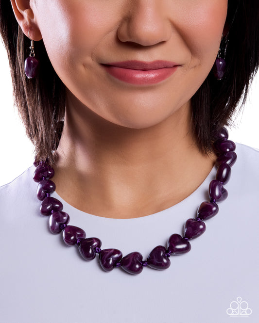 Paparazzi Sweetheart Scope - Purple Swirled Acrylic Heart Necklace N4025